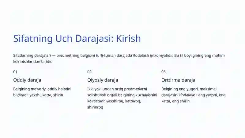 Sifat Darajalari: O'zbek Tilida Sifatning Uch Qirrosi 4