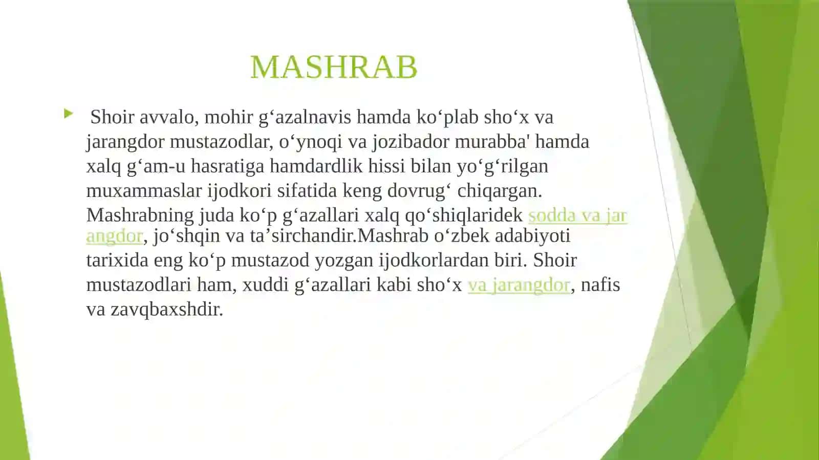 Mashrab asarlari tilining xususiyatlari 4