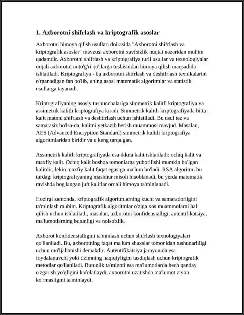 Axborotni shifrlash va kriptografik asoslar 4