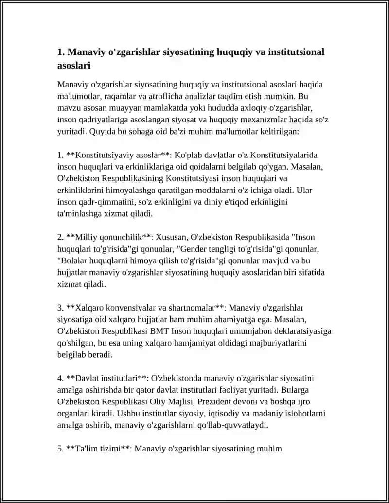 YANGI O’ZBEKISTONDA AMALGA OSHIRILAYOTGAN MA’NAVIY O’ZGARISHLAR MAVZUSIDA MANBALAR TAXLILI VA ADABIYOTLAR SHARHINI TAYYORLASH 4