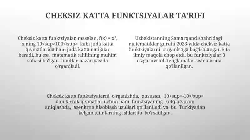 Cheksiz katta funksiyalar 4