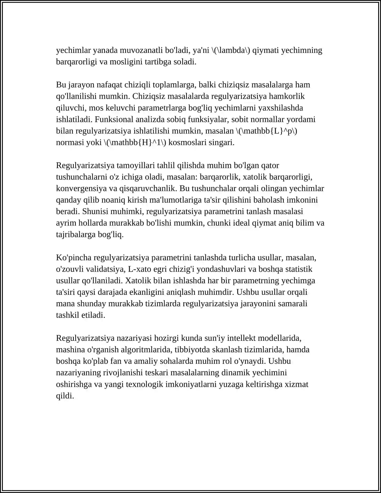 O'QITISH JARAYONIDA REGULYARIZATSIYALASH MAVZUSIDA REFERAT TAYYORLANG 4