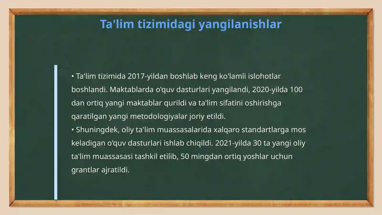 Yangi O'zbekistonda Shavkat Mirziyoyevningning amalga oshirgan islohotlari 4