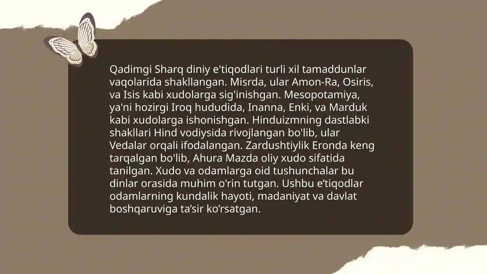 Qadimgi Sharqda asotiriy tasavvurlar va falsafiy bilimlarni paydo bo'lishi 4