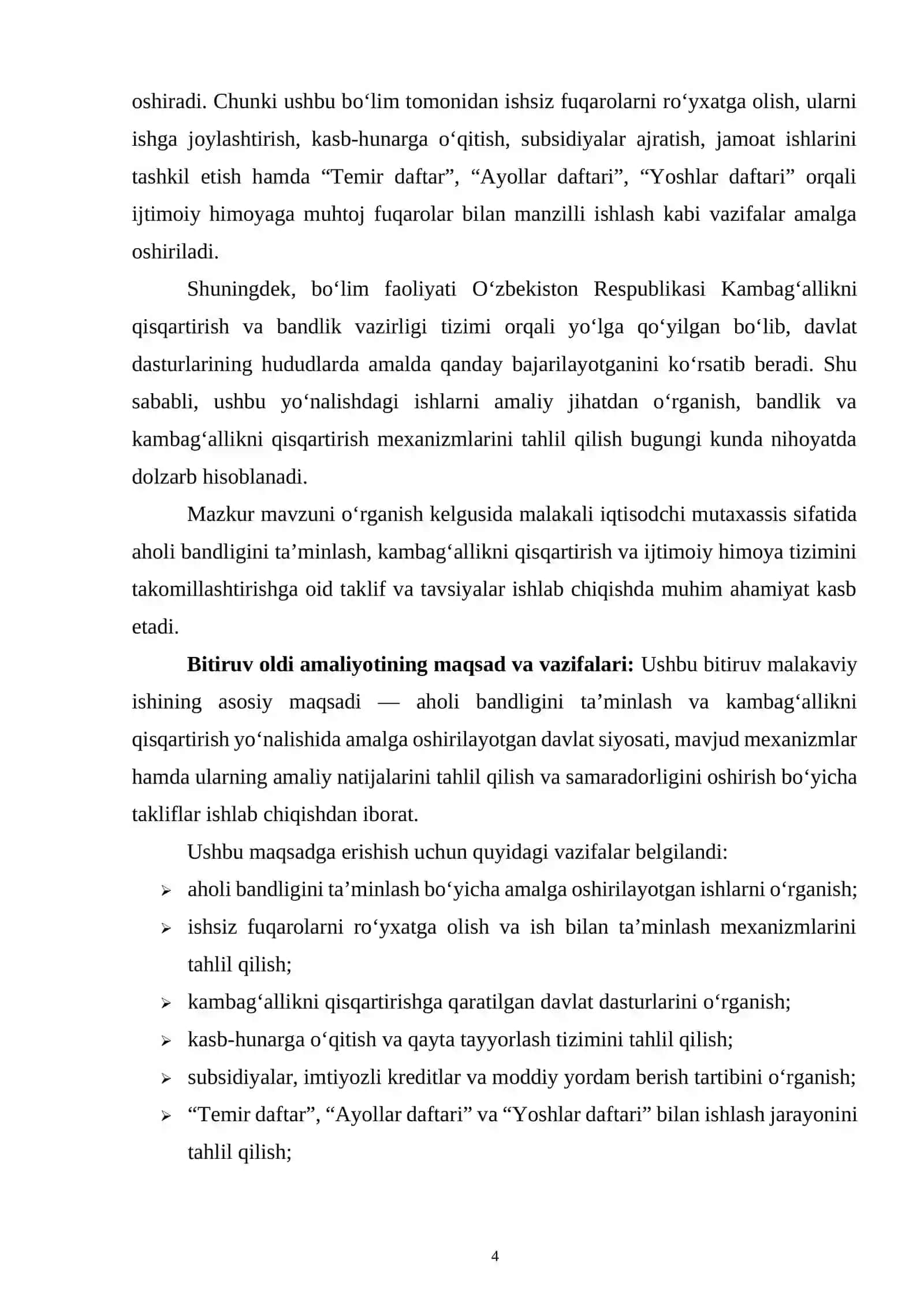Toshloq tumani Kambag‘allikni qisqartirish va bandlikka ko‘maklashish bo‘limi 4