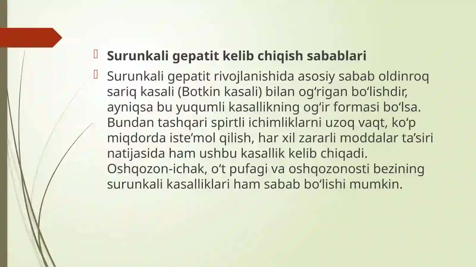 Surunkali gepatit. Xolesistitlarda yog’lar hazmlanishini buzilishi (steatoreya) 4