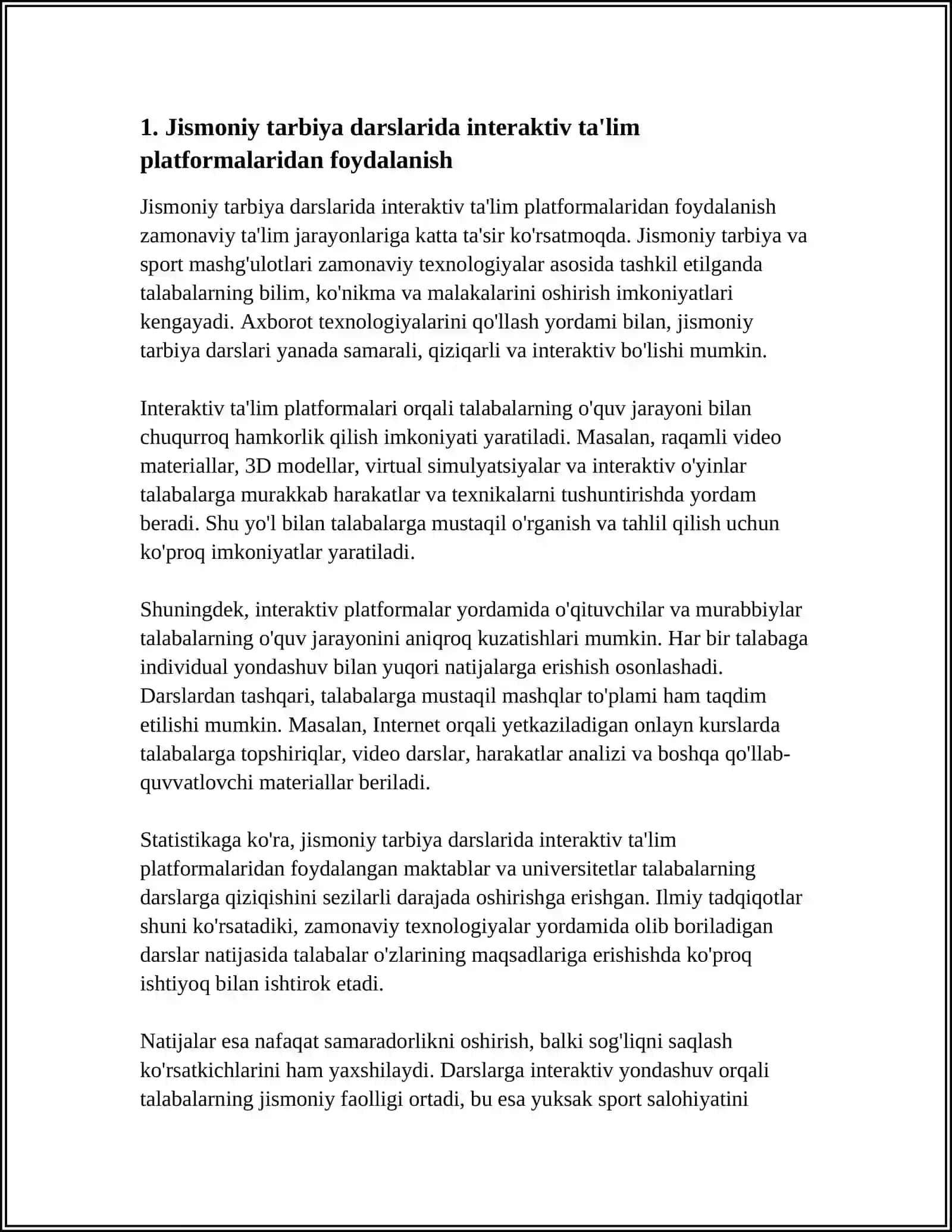 Jismoniy tarbiya darslarida interaktiv ta'lim platformalaridan foydalanish 4