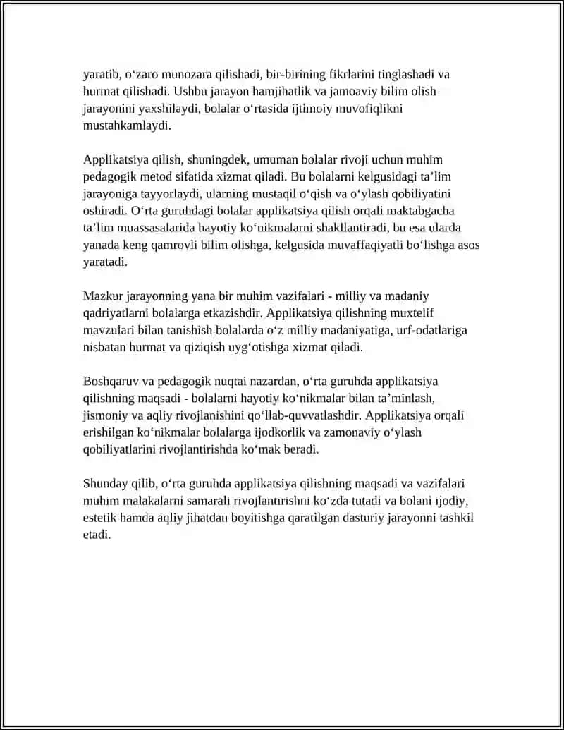 OʻRTA GURUHDA APPLIKATSIYA QILISHGA OʻRGATISH 4