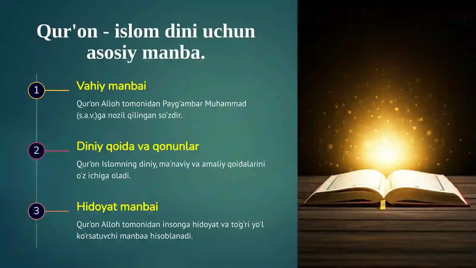 Qur'on Islomning asosiy manbai 4