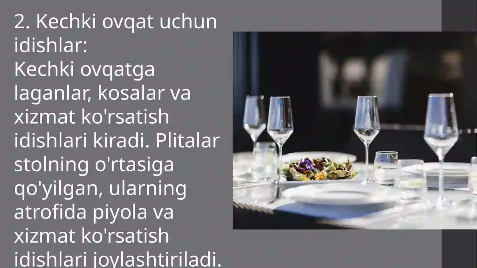 STOL SERVIROVKASI.SERVIROVKA JARAYONIDA OFITSIANTNING MAJBURIYATLARI 4