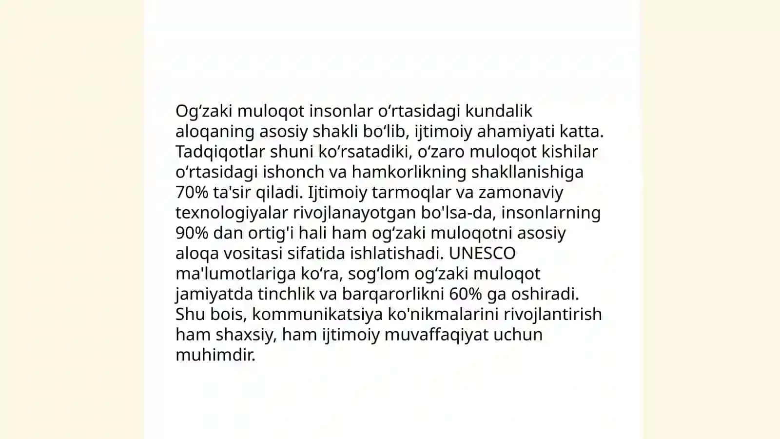 Ogʻzaki va ogʻzaki boʻlmagan muloqot 4