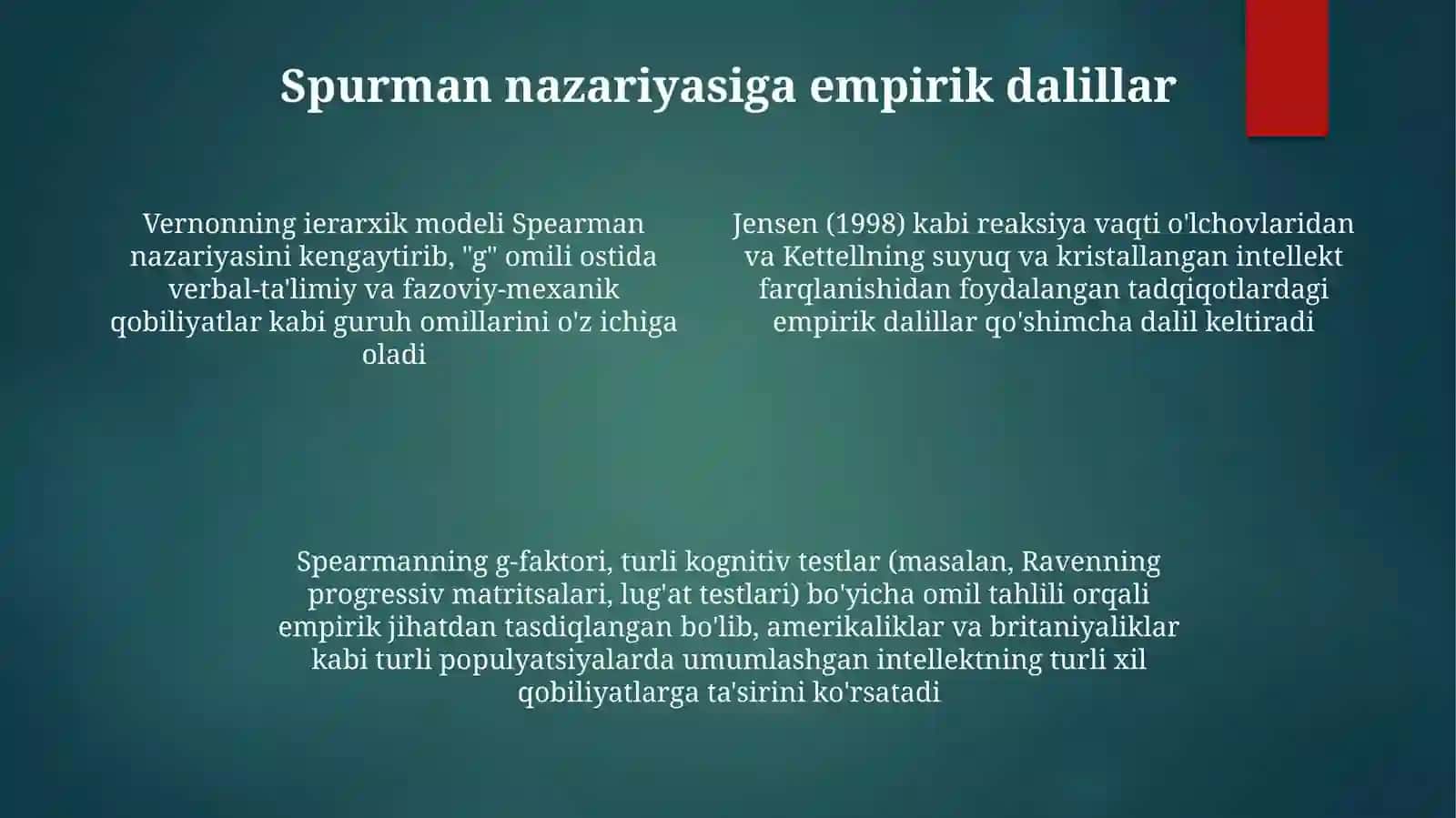 Intellektual sohaning nazariy talqini Ch. Spirmen va F. Vernon modellari asosida 4