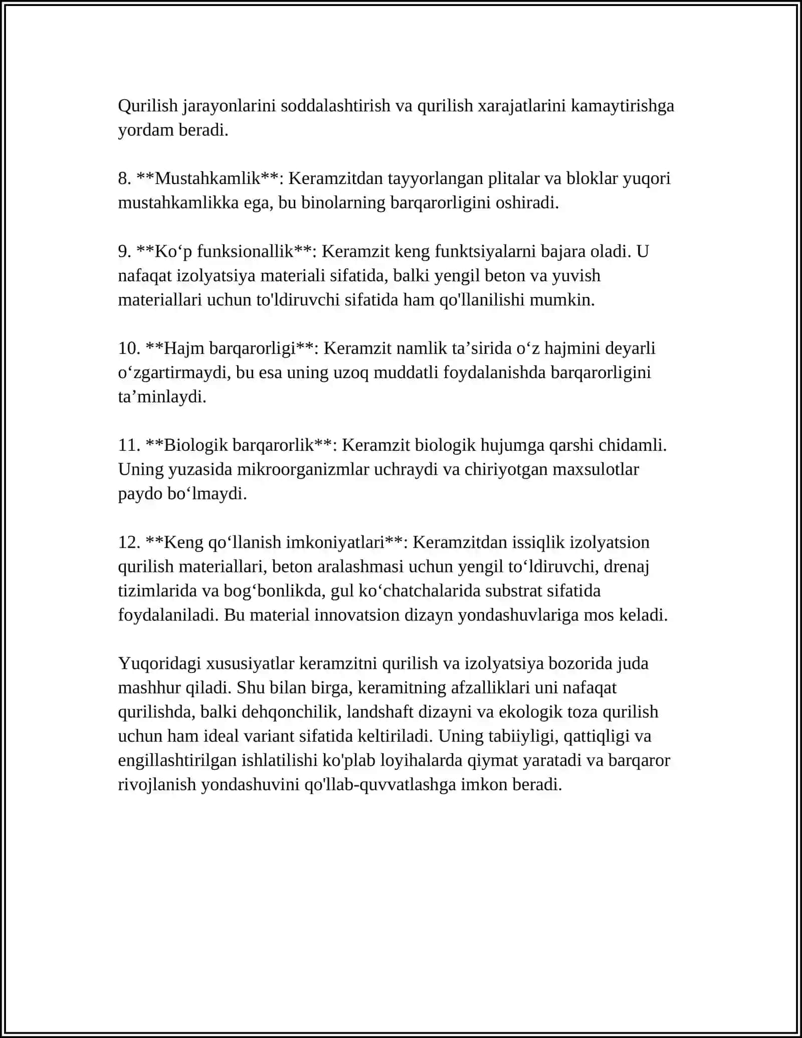 BETONLAR UCHUN QO'LLANILADIGAN YENGIL TO'LDIRGICHLAR (KERAMZIT, AGLOPORIT, PERLIT) 4