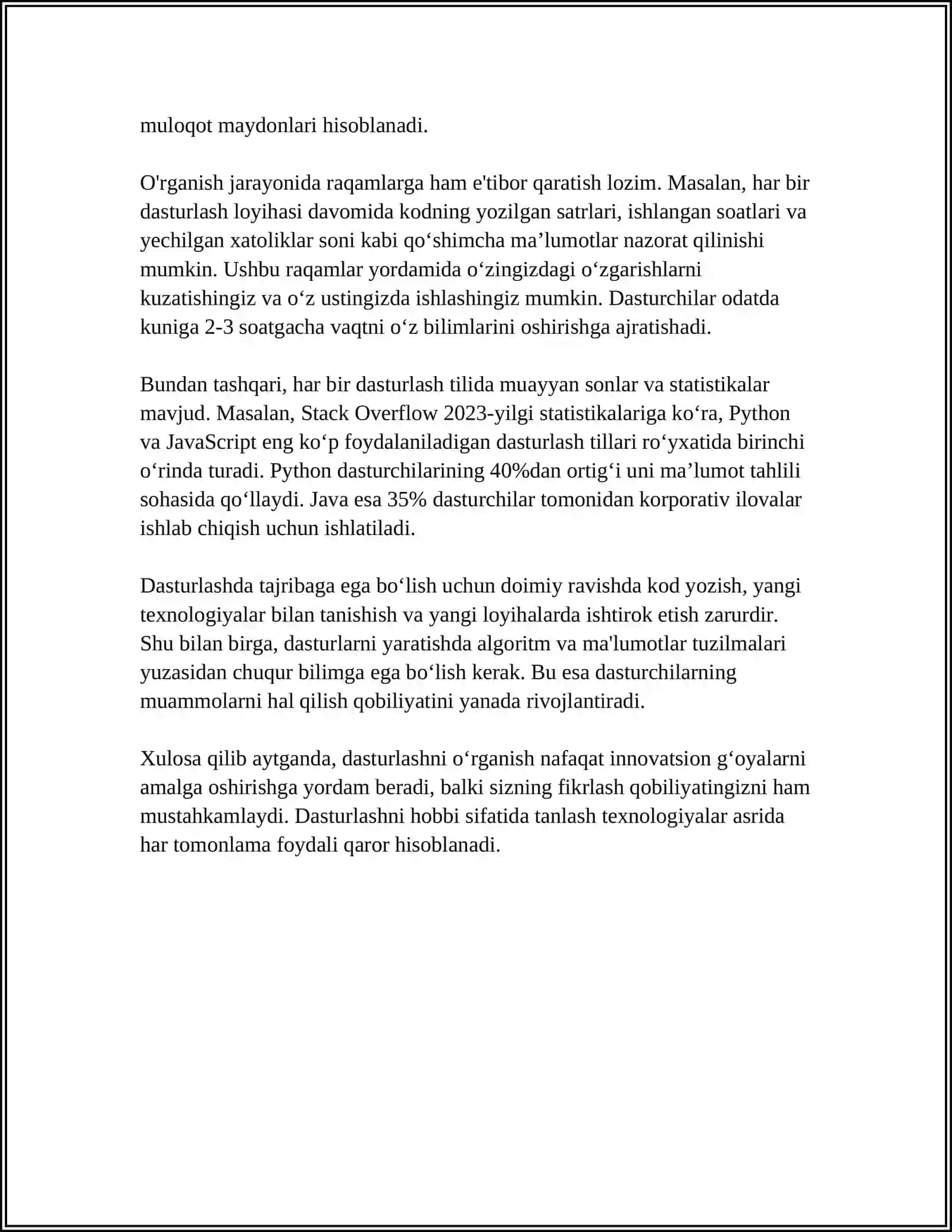 INFORMATIKA MENING HOBBIYIM MAVZUSIDA MUSTAQIL ISH 4