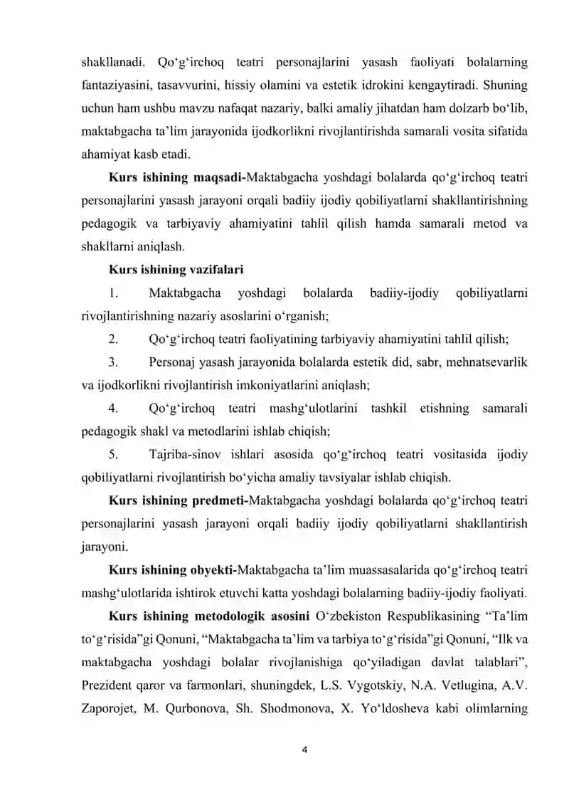Maktabgacha yoshdagi bolalarni qoʻgʻirchoq teatri personajlarini yasash orqali badiiy ijodiy qobilyatlarini shakillantirishning tarbiyaviy ahamiyati. 4