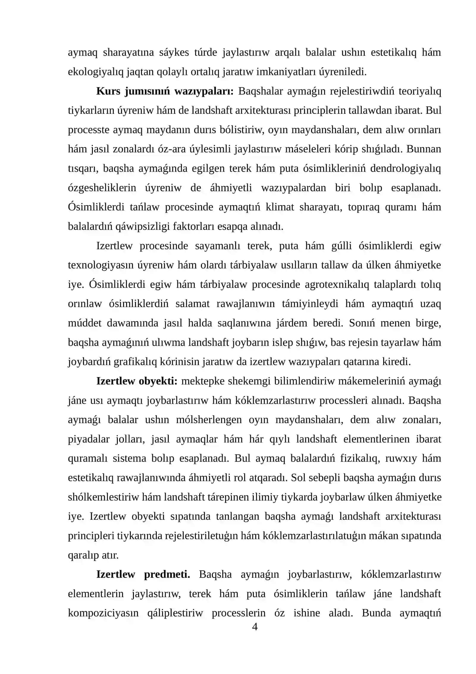 BAQSHALAR AYMAǴINIŃ LANDSHAFT REJELESTIRIW PRINCIPLERI 4