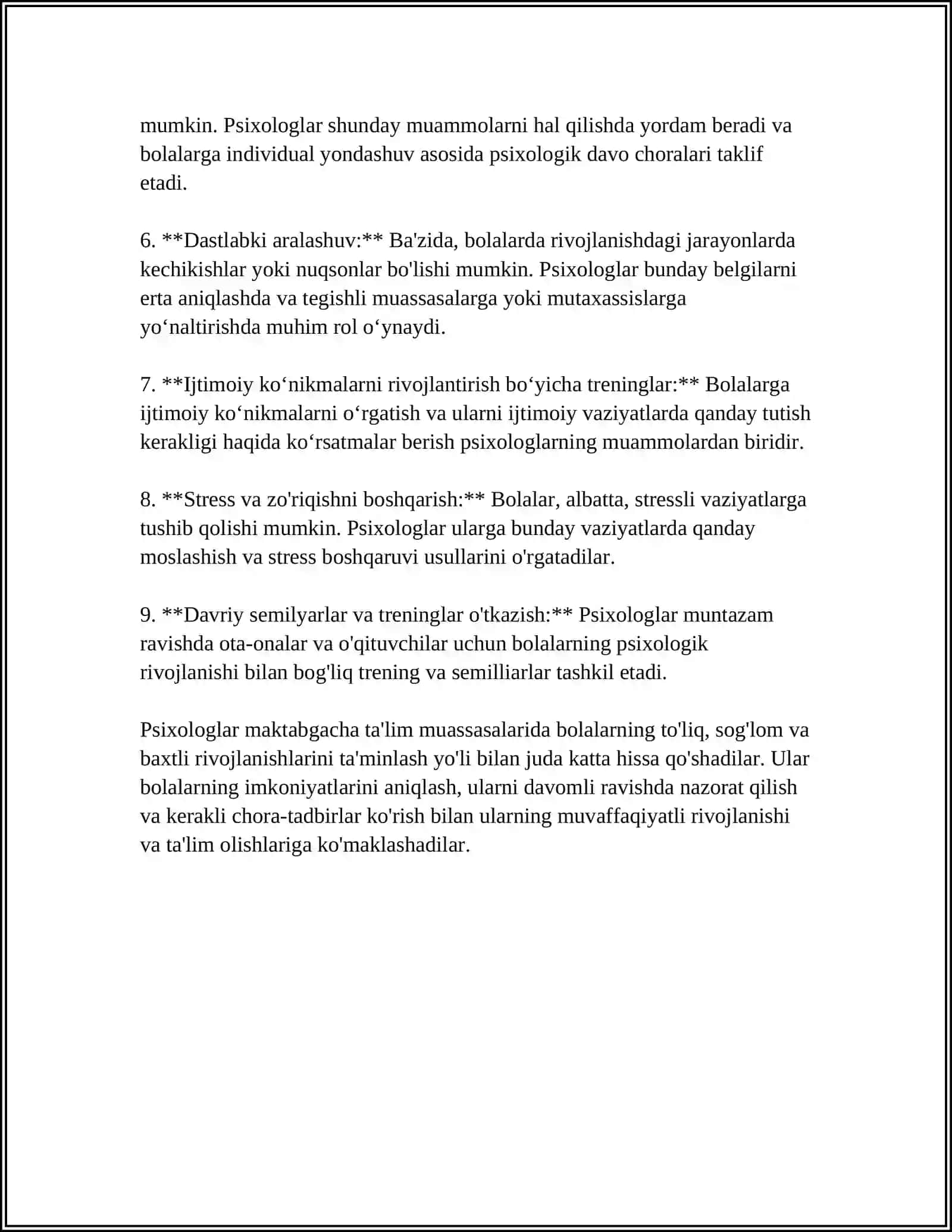 PSIXOLOGNING MAKTABGACHA TARBIYA MUASSASALARIDAGI ISHLARI 4