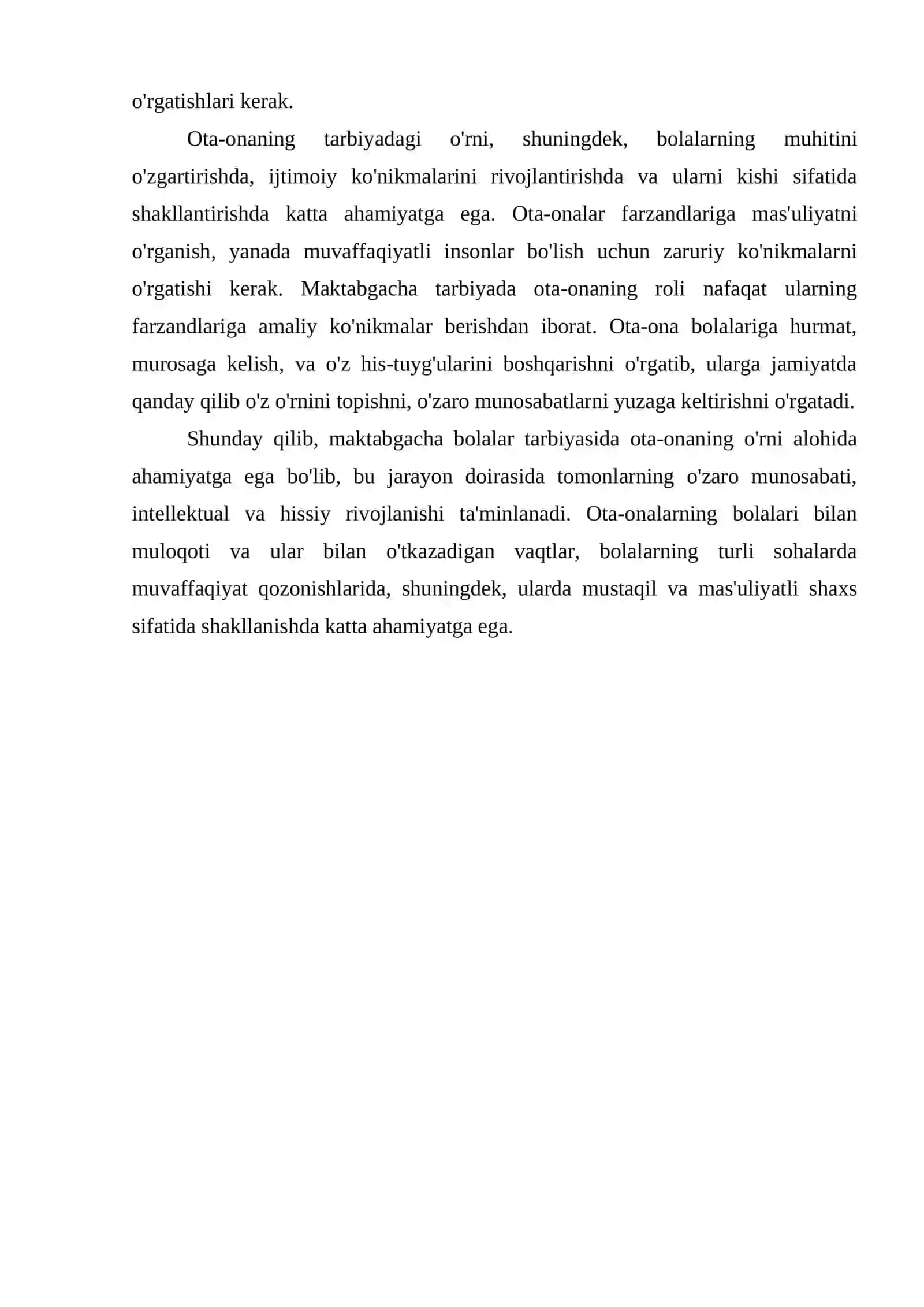MAKTABGACHA BOLALAR TARBIYASIDA OTA ONANING O'RNI 4
