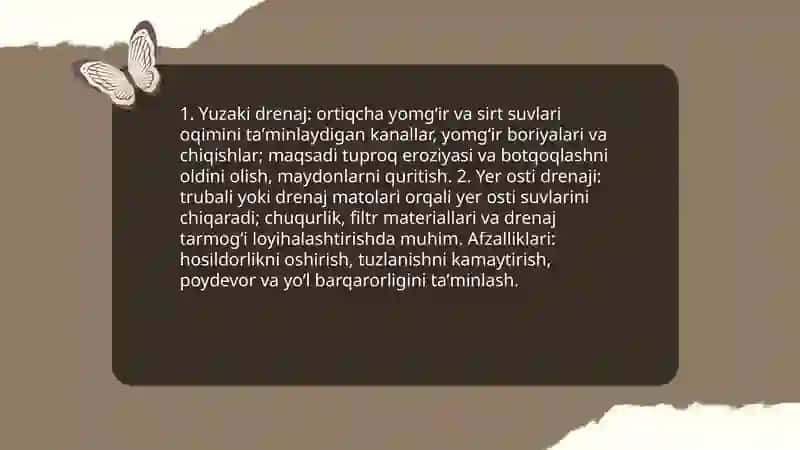 Drenaj tizimlari va ulardan foydalanish 4