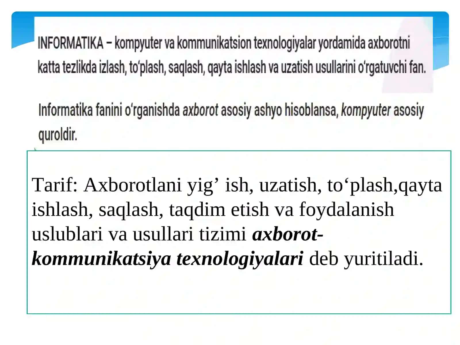 Axborot-kommunikatsiya texnologiyalari va tizimlar 4