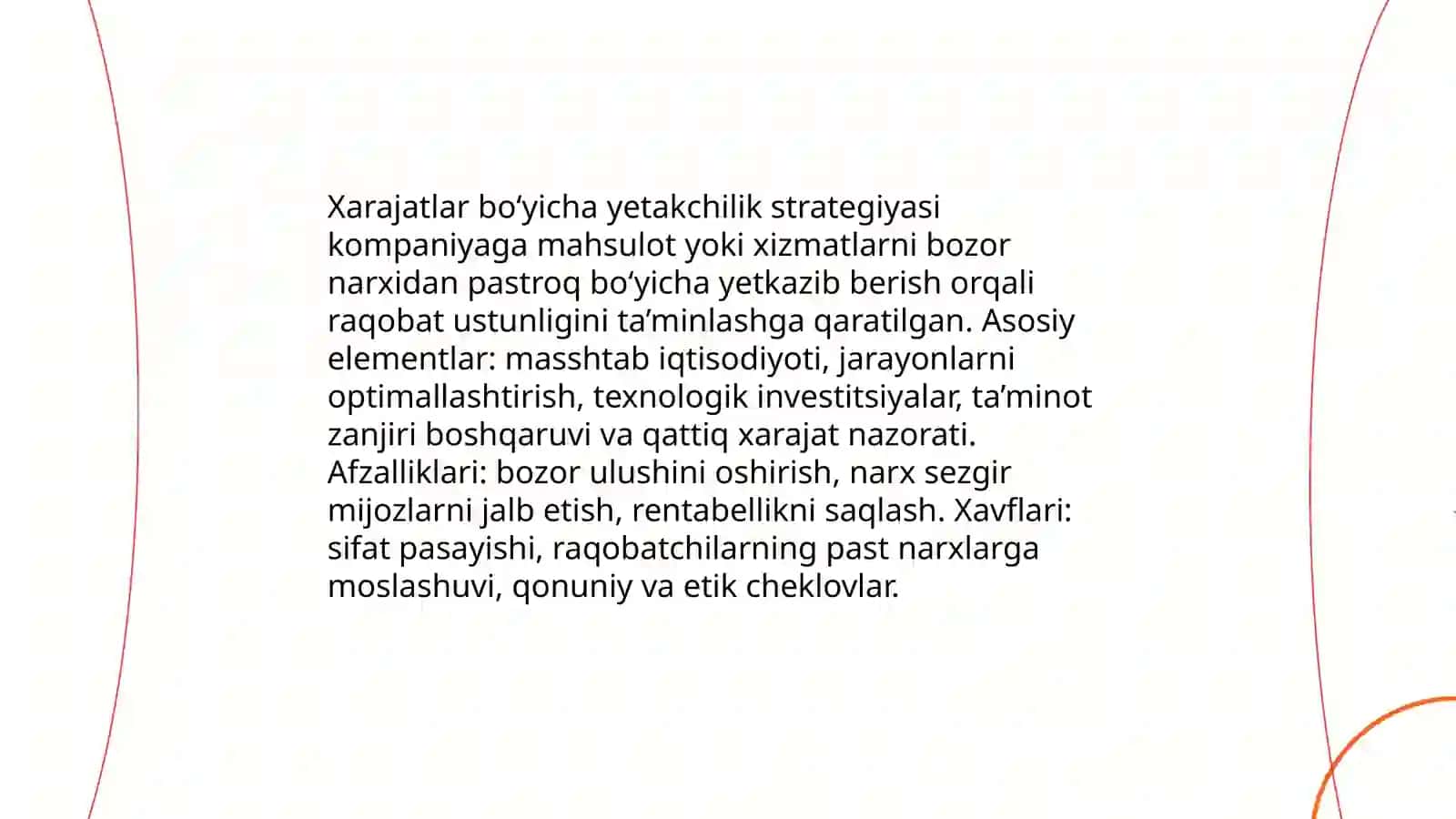 Raqobatchilikning umumiy strategiyalari 4