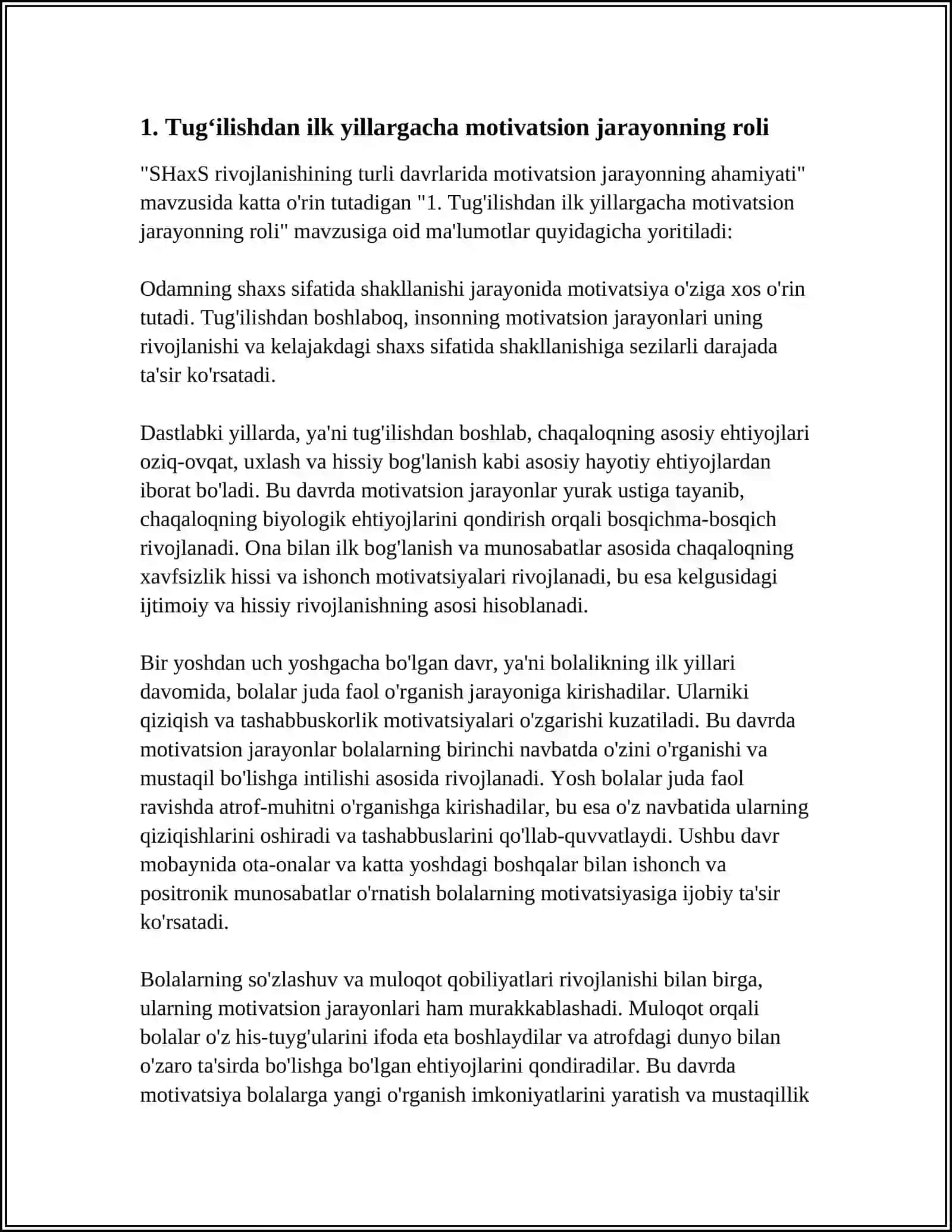 SHAXS RIVOJLANISHINING TURLI DAVRLARDA MOTIVATSION JAROYONNING AHAMIYATI 4