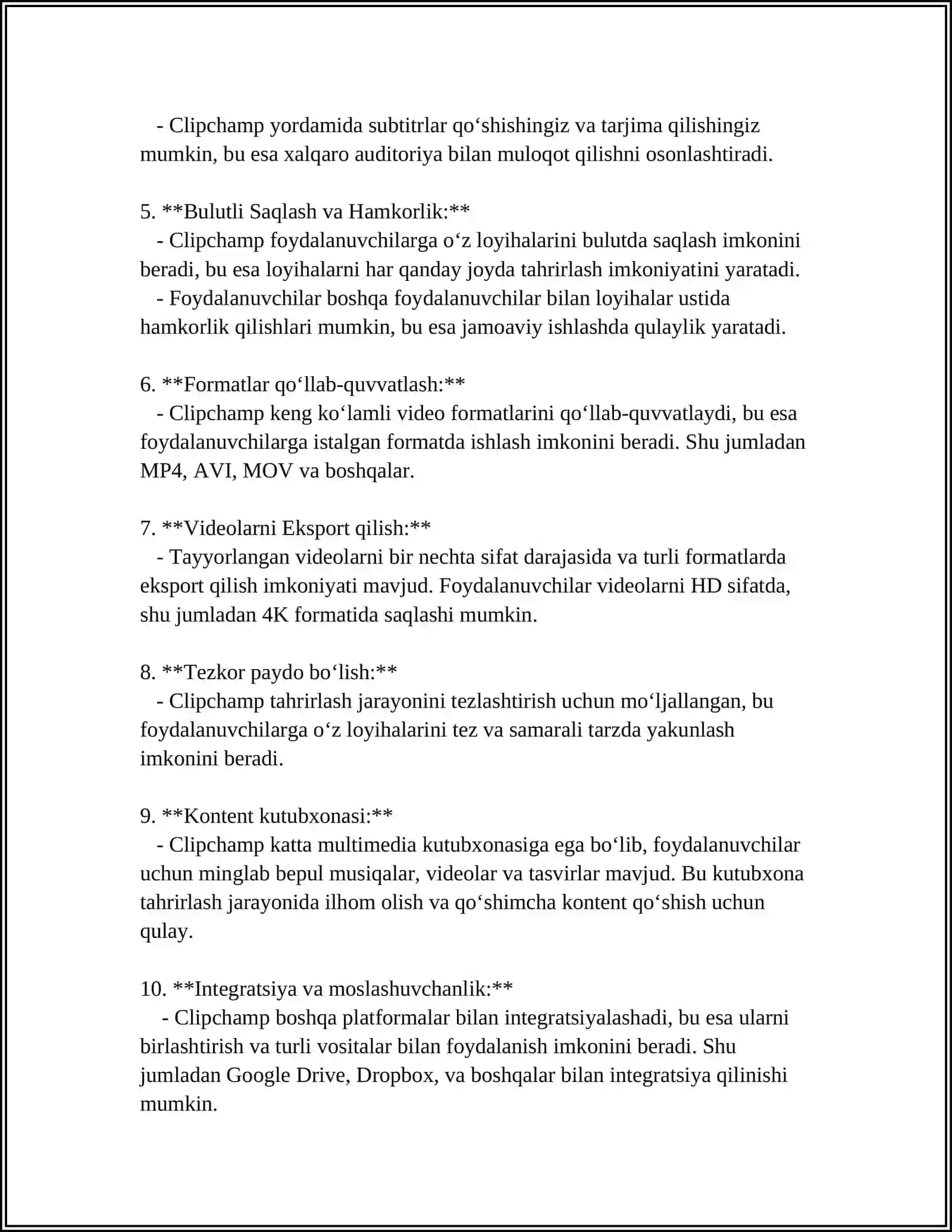 CLIPCHAMP DASTURI VA UNING IMKONIYATLARI 4
