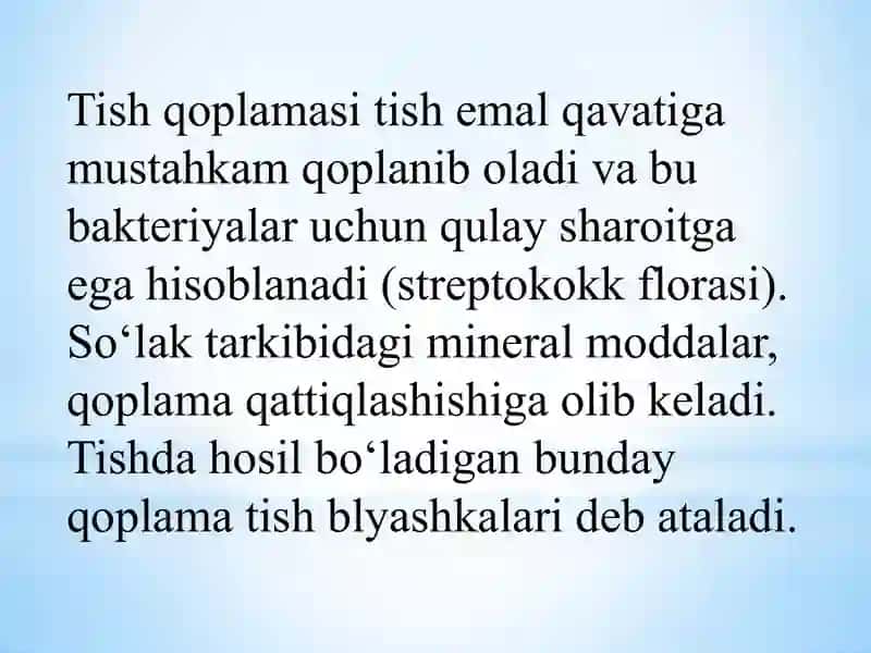 Kariyes kelib chiqishida mikroorganizmlarning roli. Og’iz bo’shlig’idagi kariyesogen muhit. Emalning kariyesrezistentligini oshirish usullari. 4