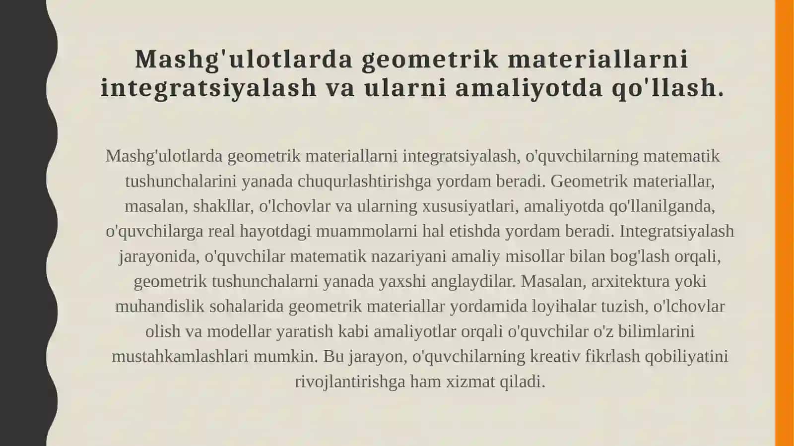 Sinfdan tashqari mashg'ulotlarda geometrik materiallarni o'rganish metodikasi 4