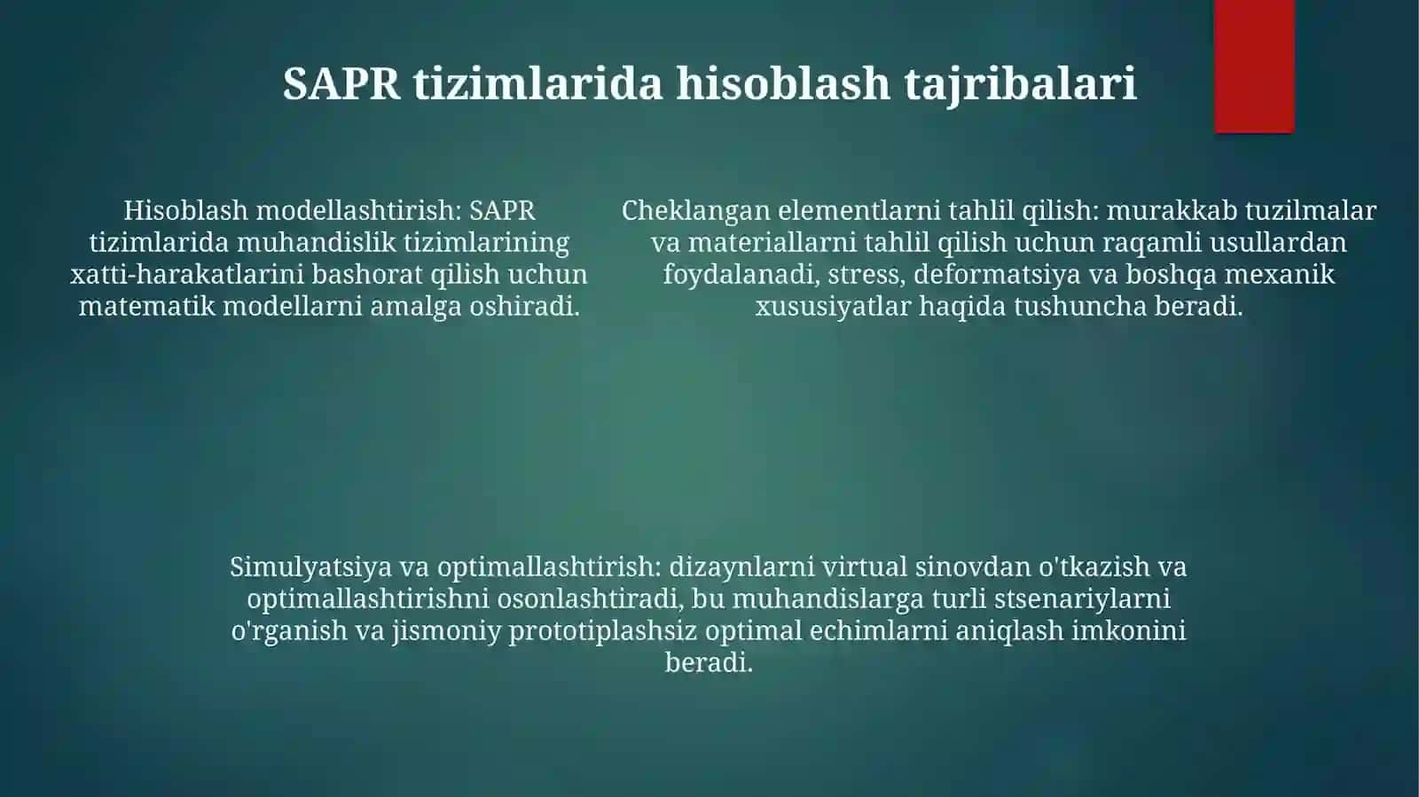 Cad Tizimlarida Muhandislik Masalalarini Yechishda Matematik Modellariga Hisoblash Eksperiment Va Sonli Tahlilni Amalga Oshirish 4