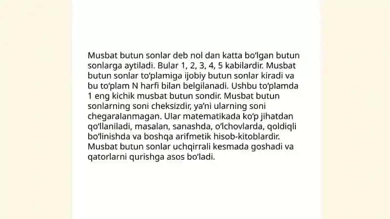 Butun sonlar tushunchasi 4