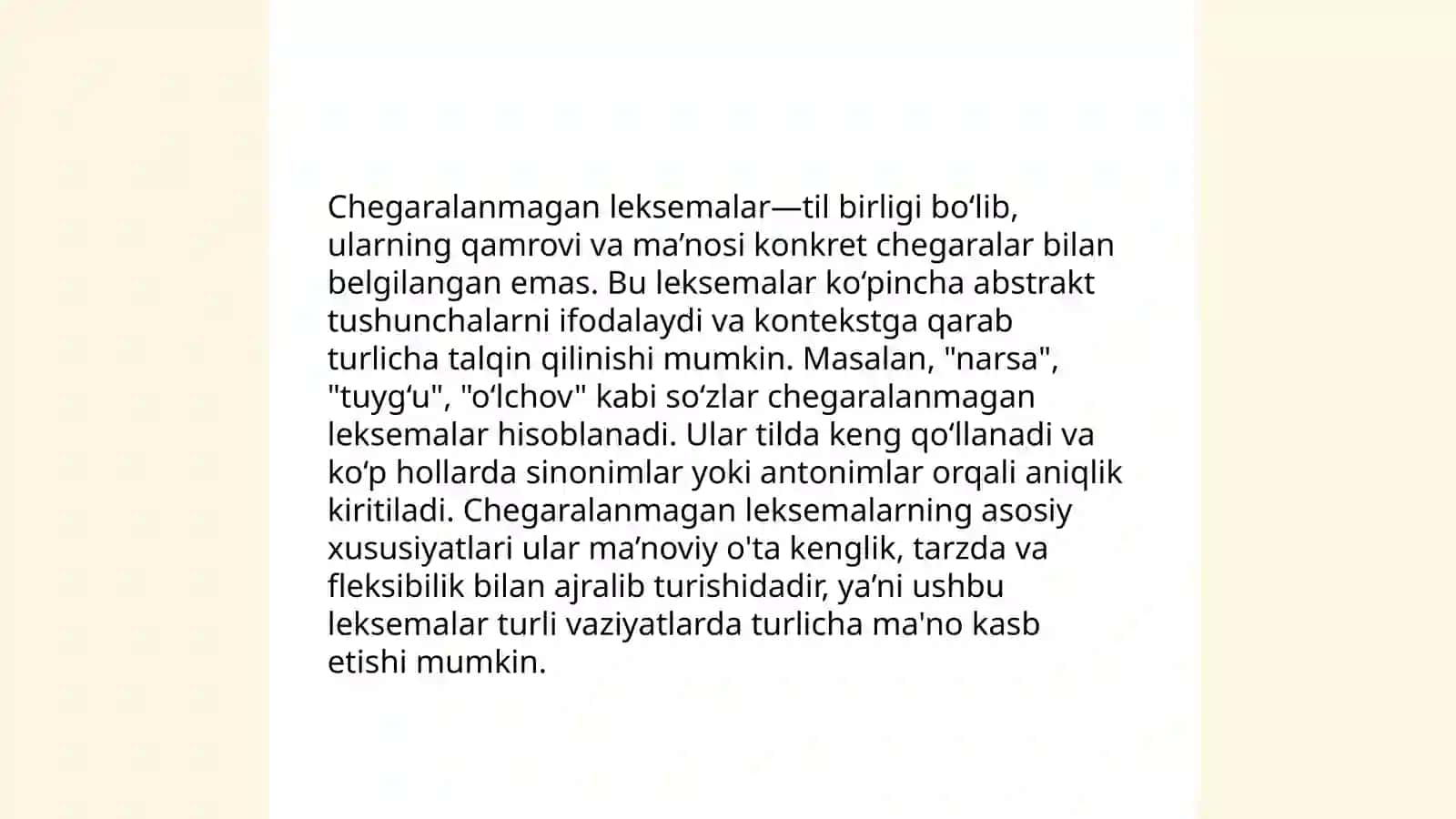 Chegaralangan va chegaralanmagan leksemalar 4