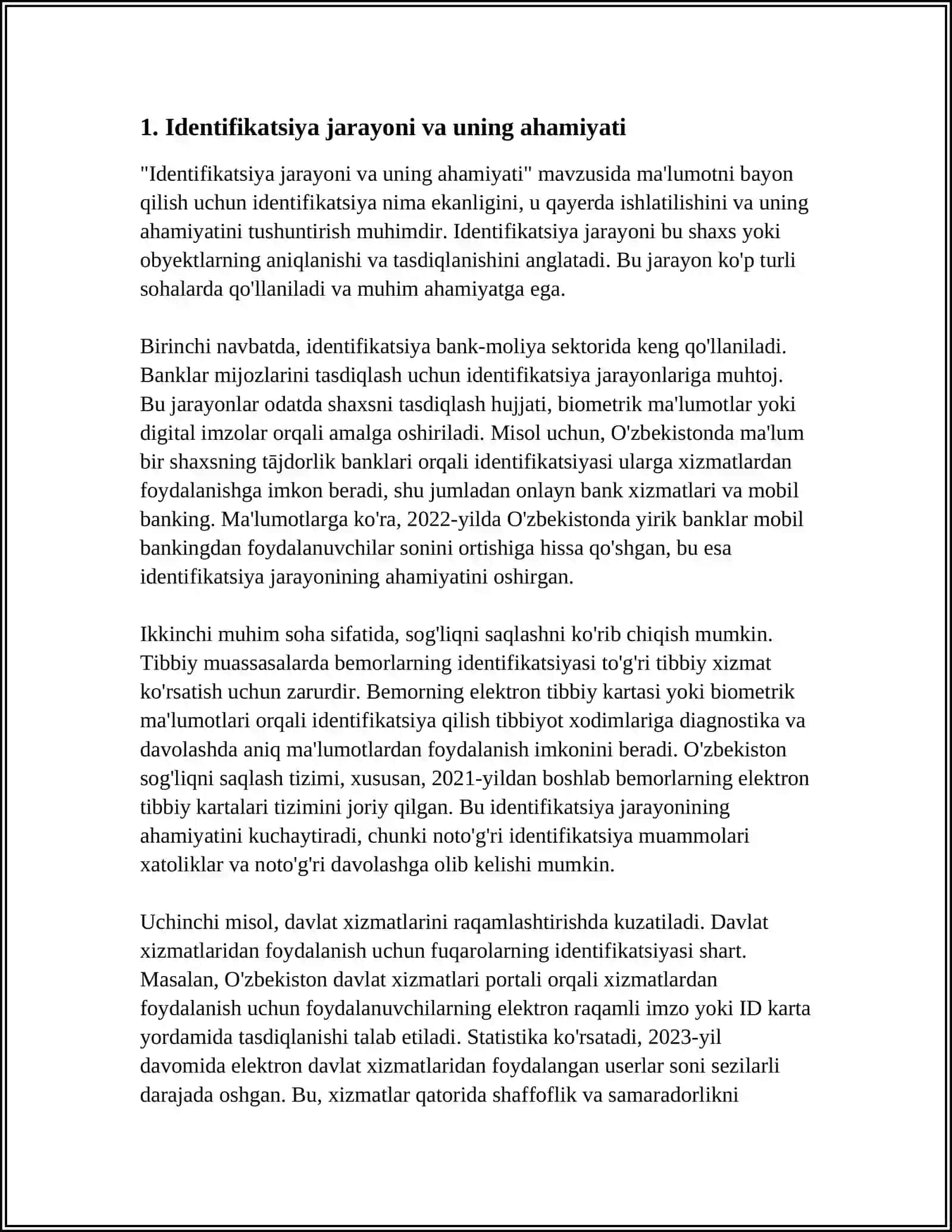 IDENTIFIKATSIYA VA AUTENTIFIKATSIYA VOSITALARI: IDENTIFIKATSIYA, AUTENTIFIKATSIYA VA AVTORIZATSIYA, KELM ELEKTRON QURILMALAR, BIOMETRIK TIZIMLAR 4