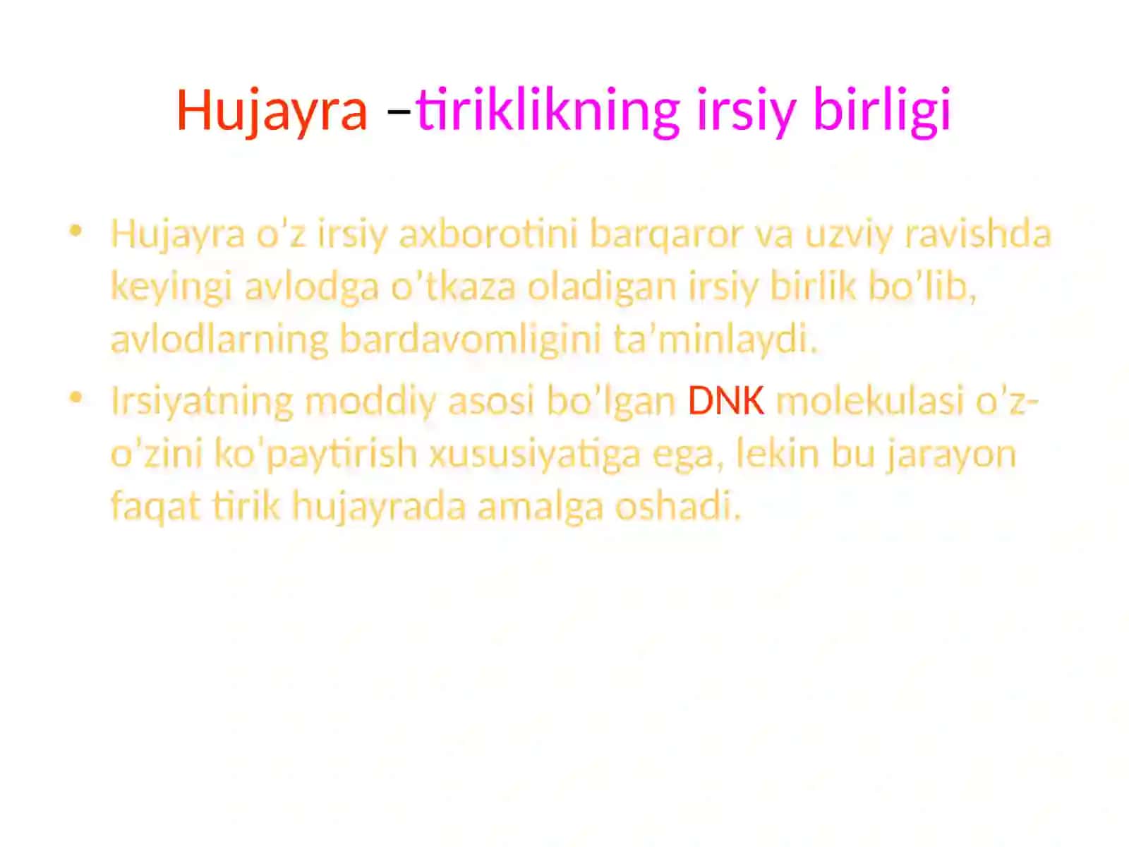 Hujayra biologiyasi. Tiriklikning mohiyati va darajalari 4