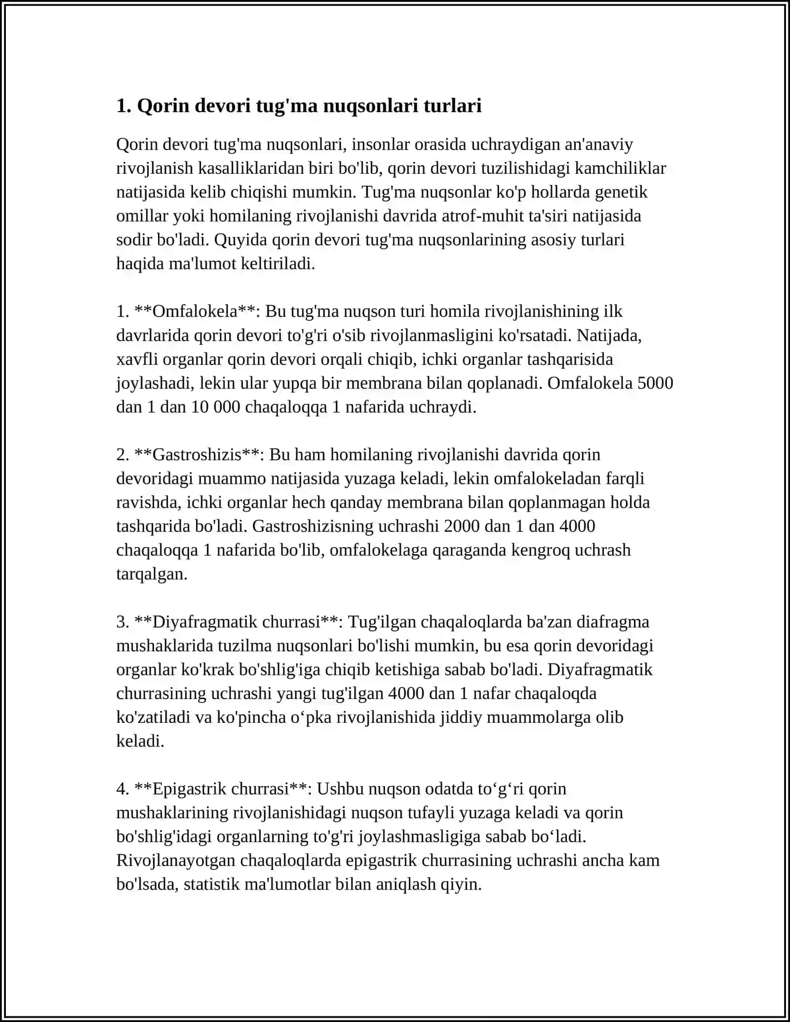 QORIN DEVORI TUG'MA NUQSONLARI TURLARI 4