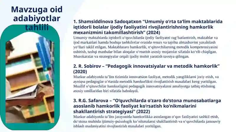 Maktabning Prezident, ijod va ixtisoslashgan maktablar bilan hamkorligini yoʻlga qoʻyish. 4