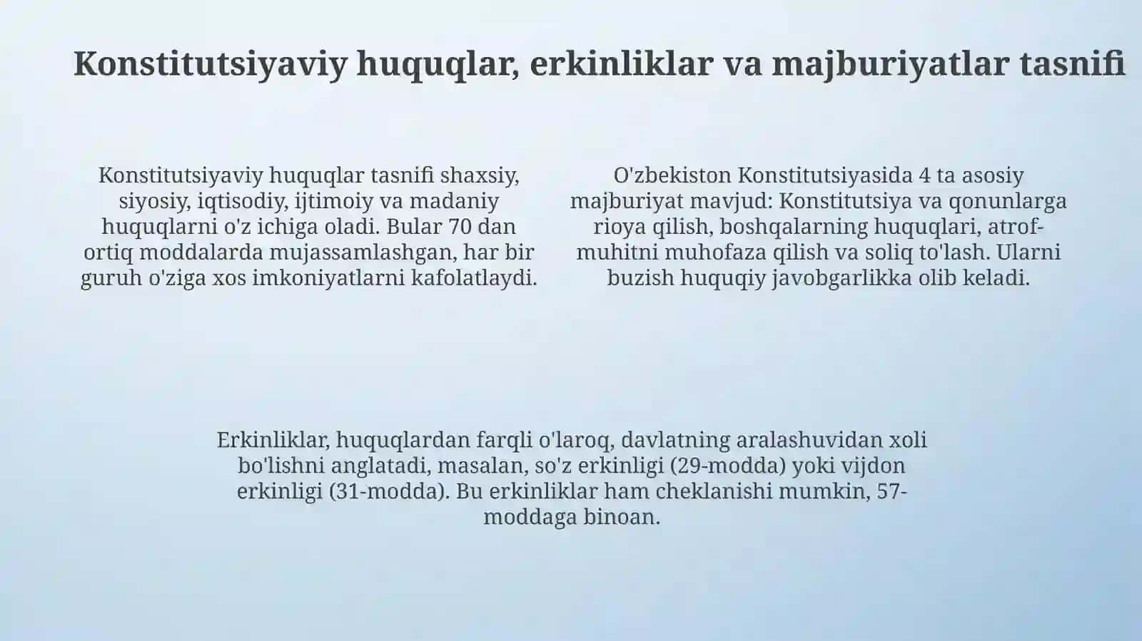 Inson va fuqarolarning asosiy huquqlari erkinliklari va burchlari 4
