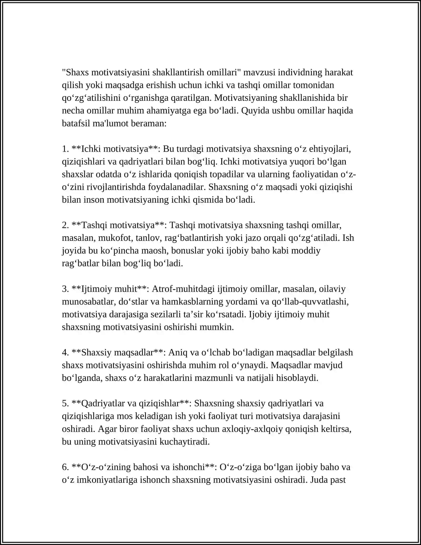 SHAXS MOTIVATSIYASINING INDIVIDUALLIGI VA UNI BAHOLASH 4