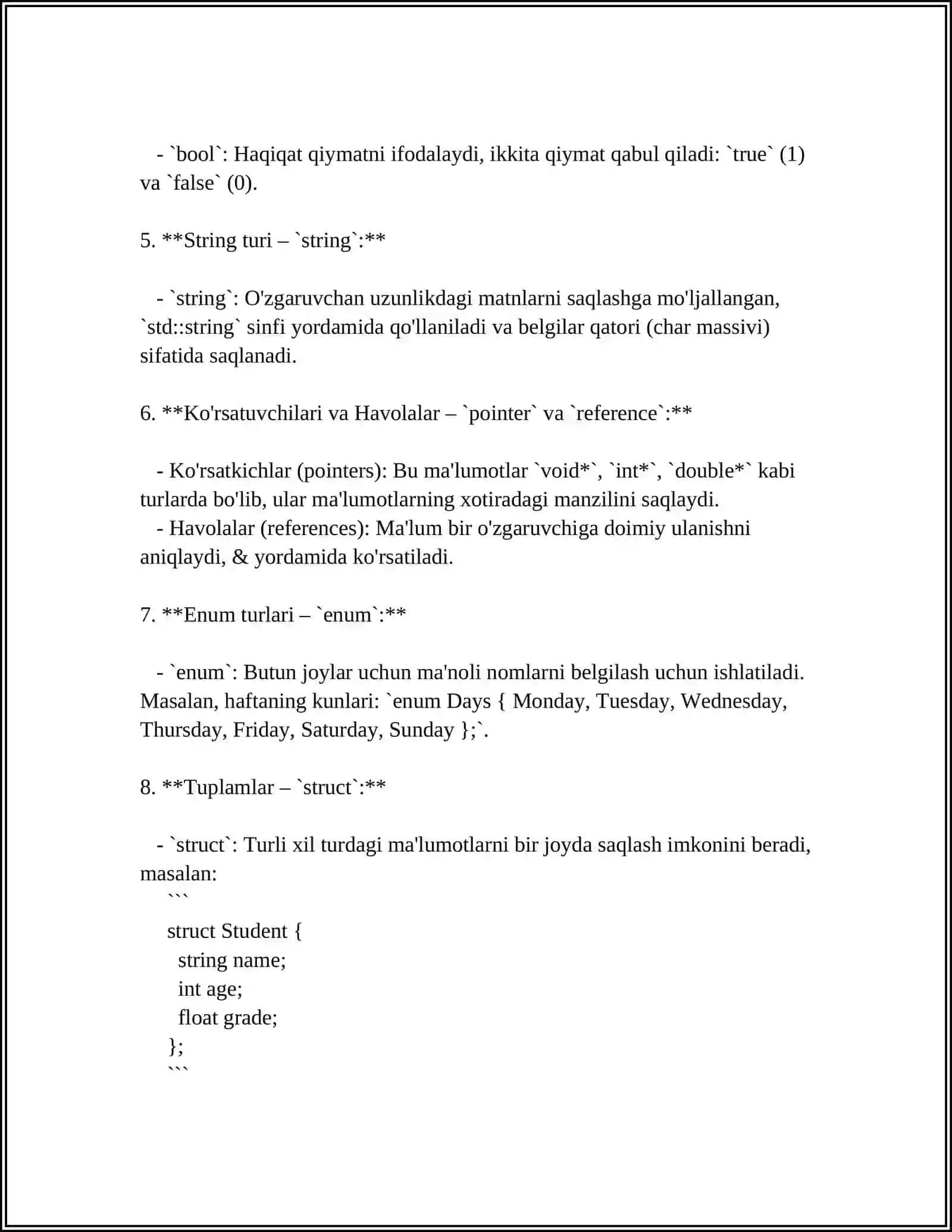 C++ VA BOSHQA TILLARDA ( POSCAL C#) MODULI DASTURLASH 4