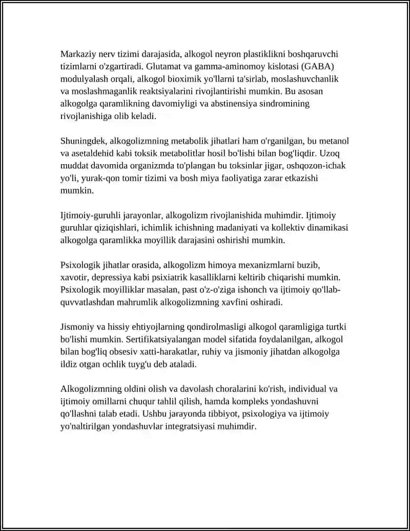 ALKAGOLIZM ALKAGOL PSIXOZ NARKOMANIYA TOKSIKOMANIYA DORI DARMON PSIXOZLARI 4