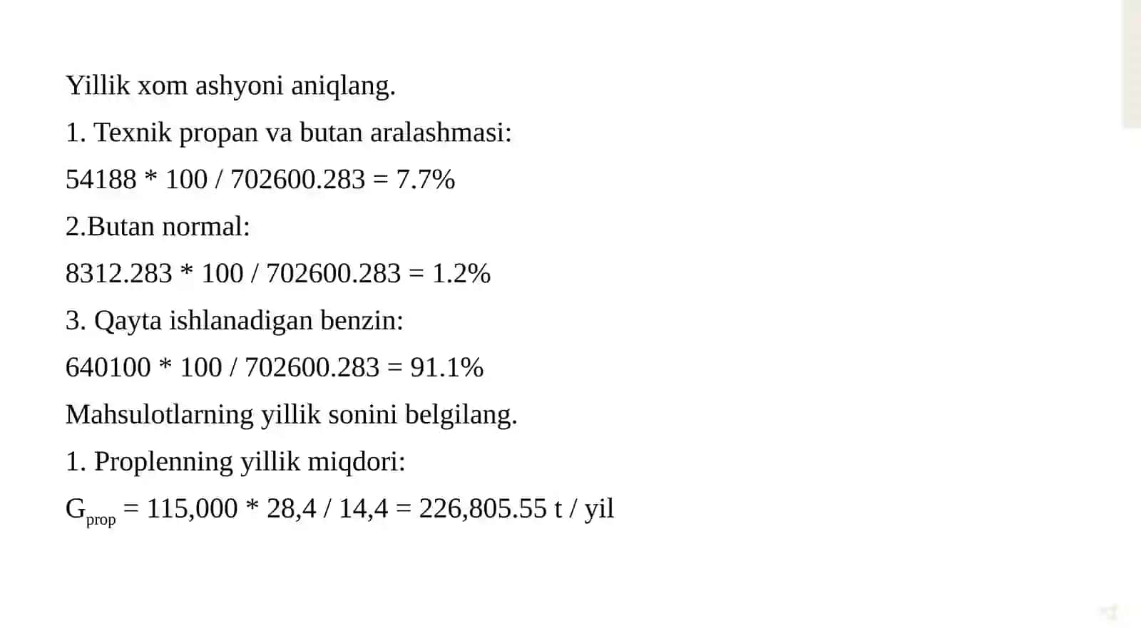 Tabiiygazlardan sintetik suyuq yoqilg’i olish jarayonining moddiy balansini hisoblash 4