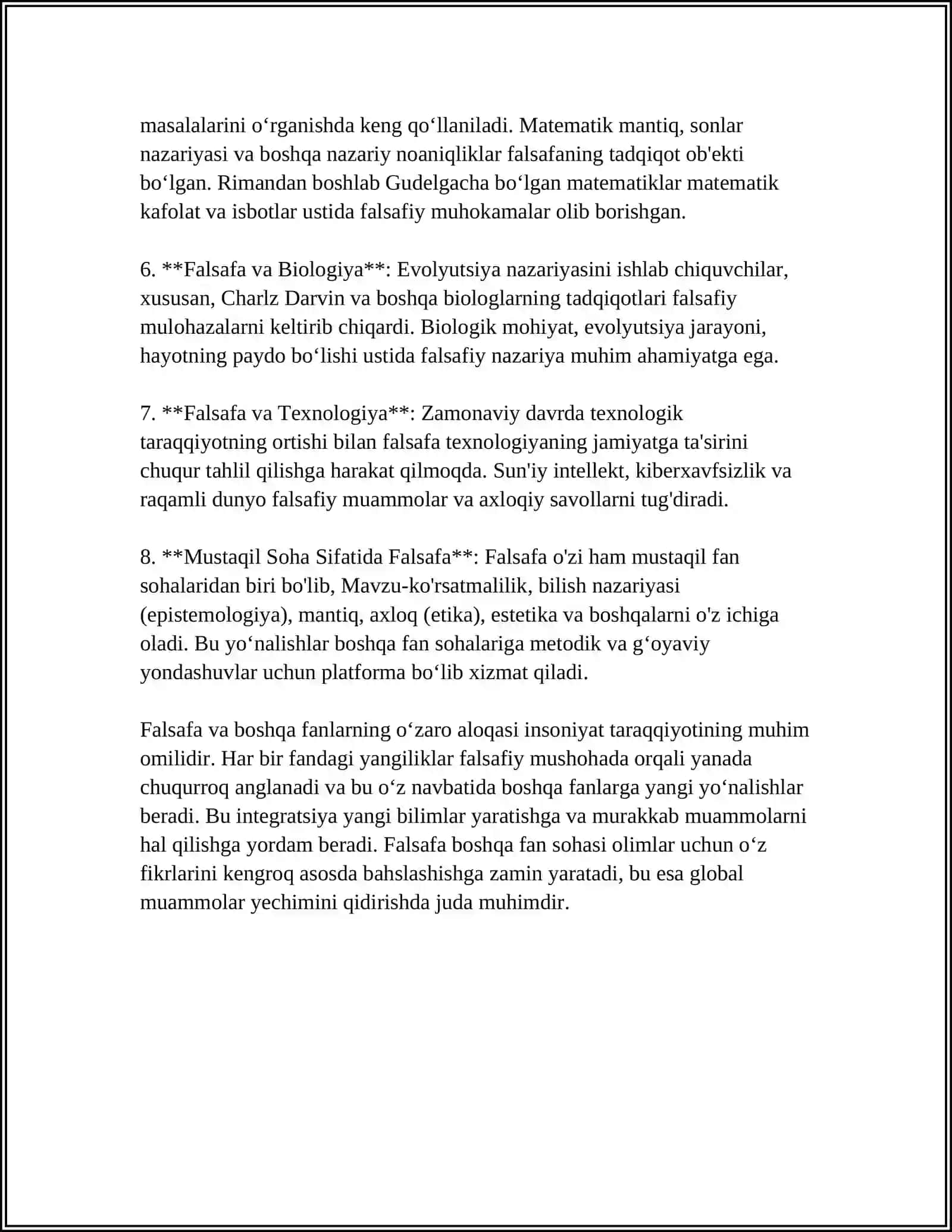 FALSAFA FANINING BOSHQA FAN SOHA MUTAXASSISLARI UCHUN AHAMIYATI 4