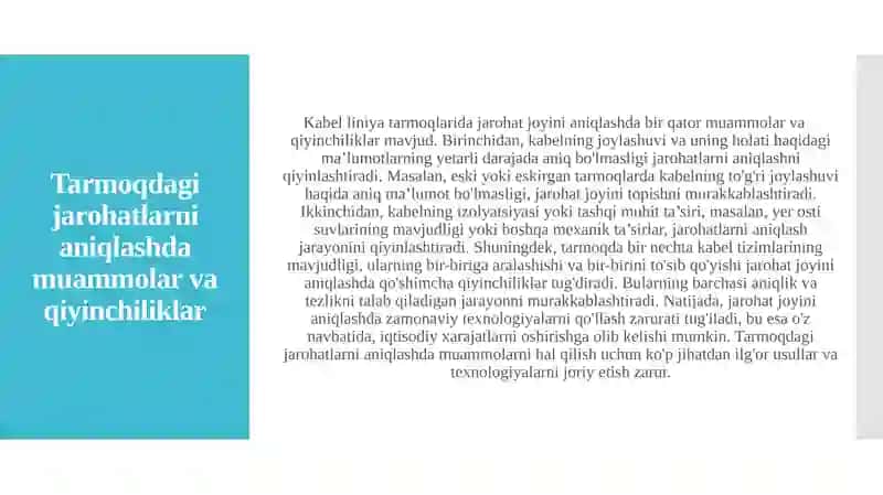 Kabel liniya tarmoqlarida jarohat joyini aniqlash usulari 4