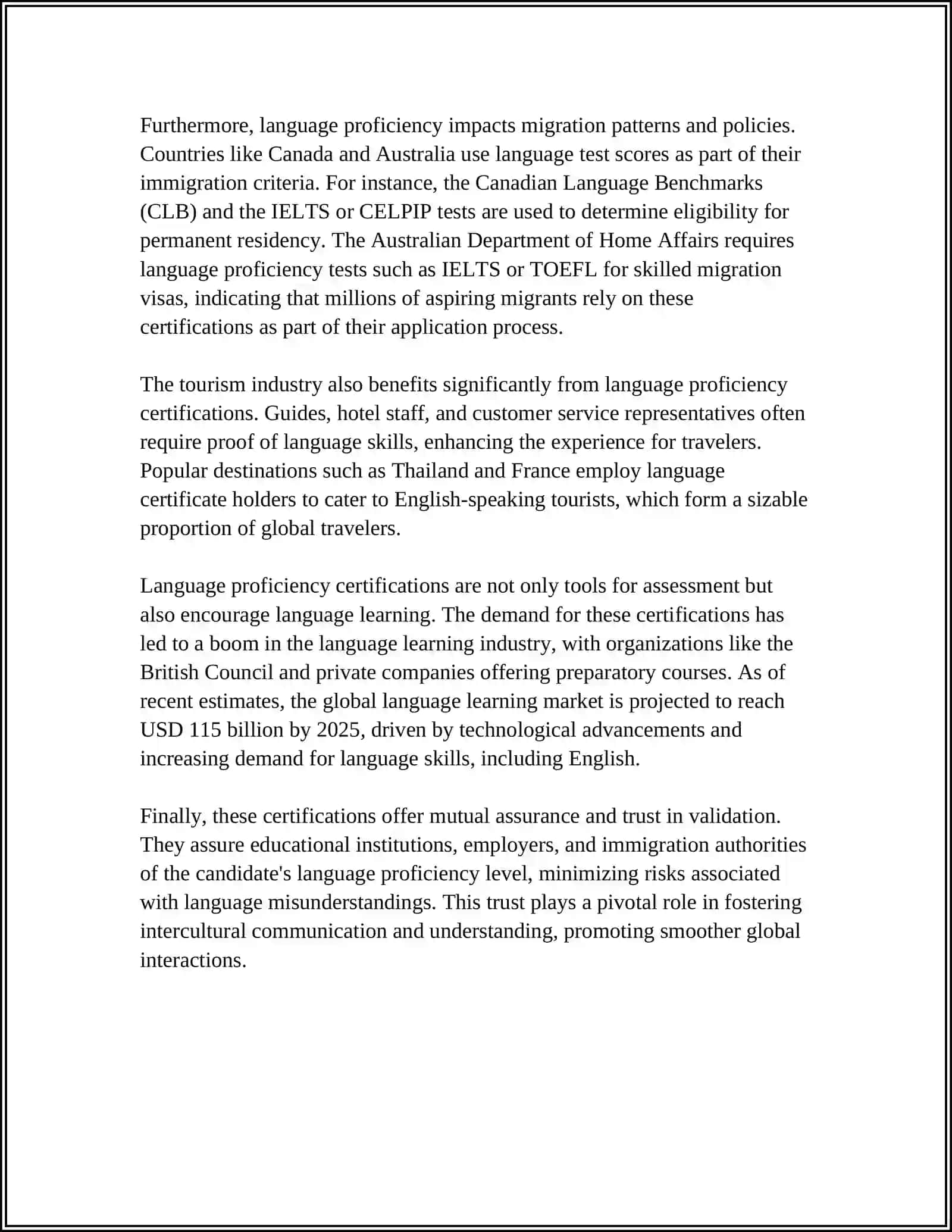 WRITE ESSAY ABOUT THE IMPORTANCE OF LANGUAGE PROFICIENCY CERTIFICATIONS 4