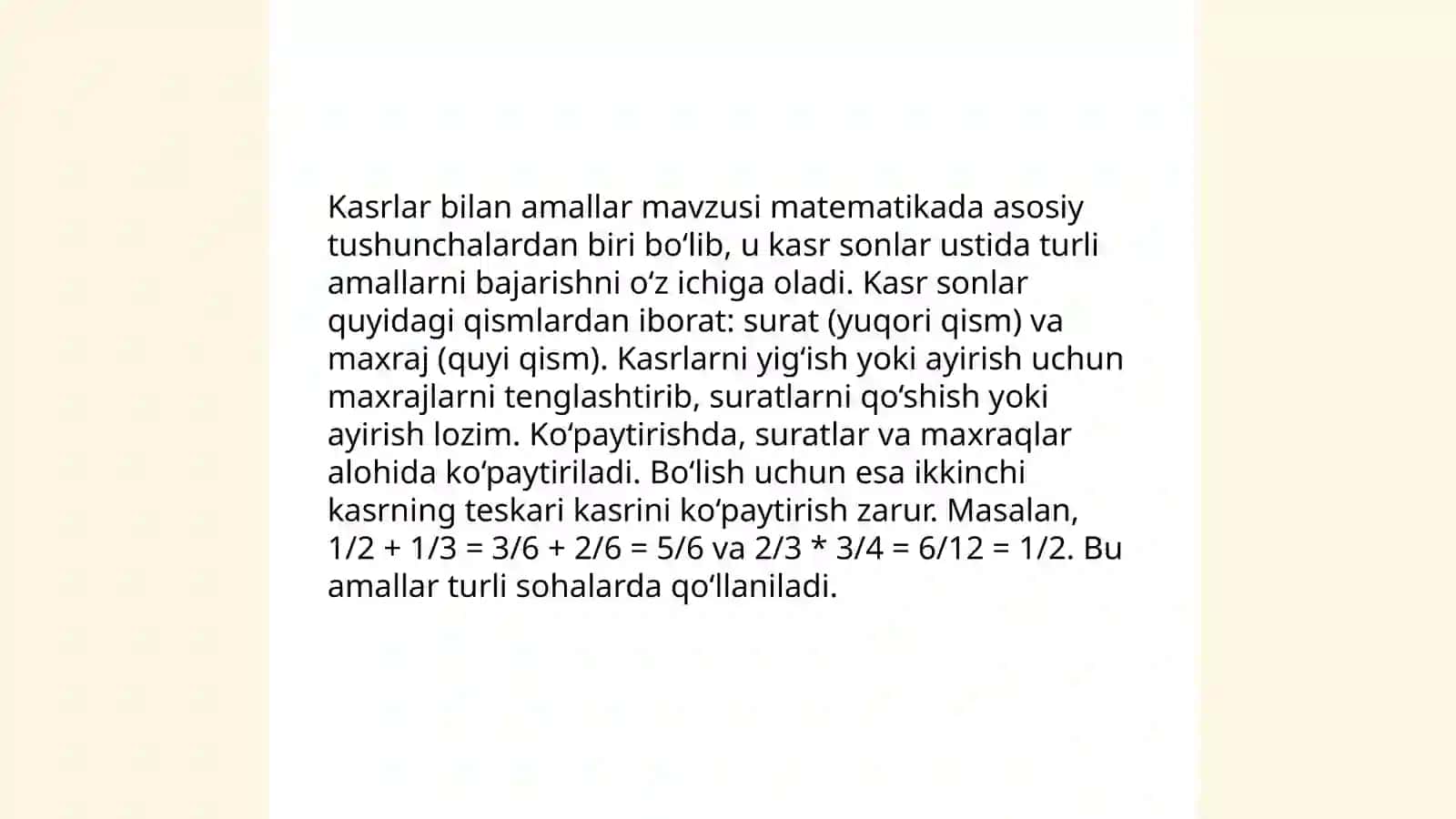 Maktabgacha taʼlimda dastlabki kasr tushunchalari 4