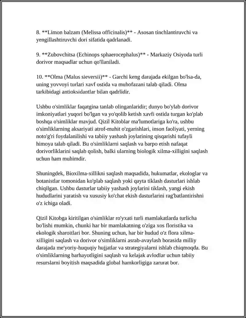 QIZIL KITOBGA KIRITILGAN DORIVOR O'SIMLIKLAR 4