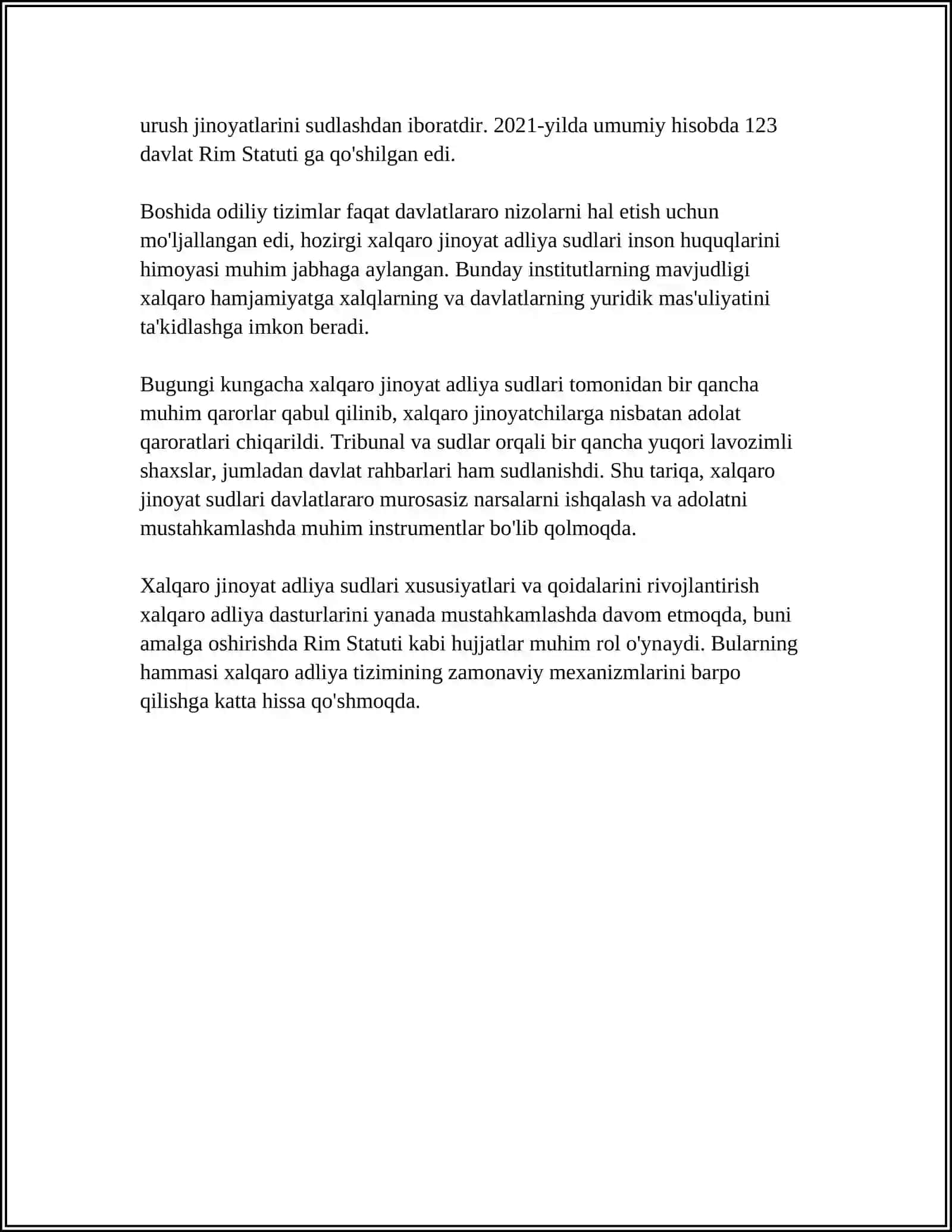 XALQARO JINOYAT ADLIYA SUDLARINING,ZAMONAVIY TIZIMI TUSHUNCHASI 4