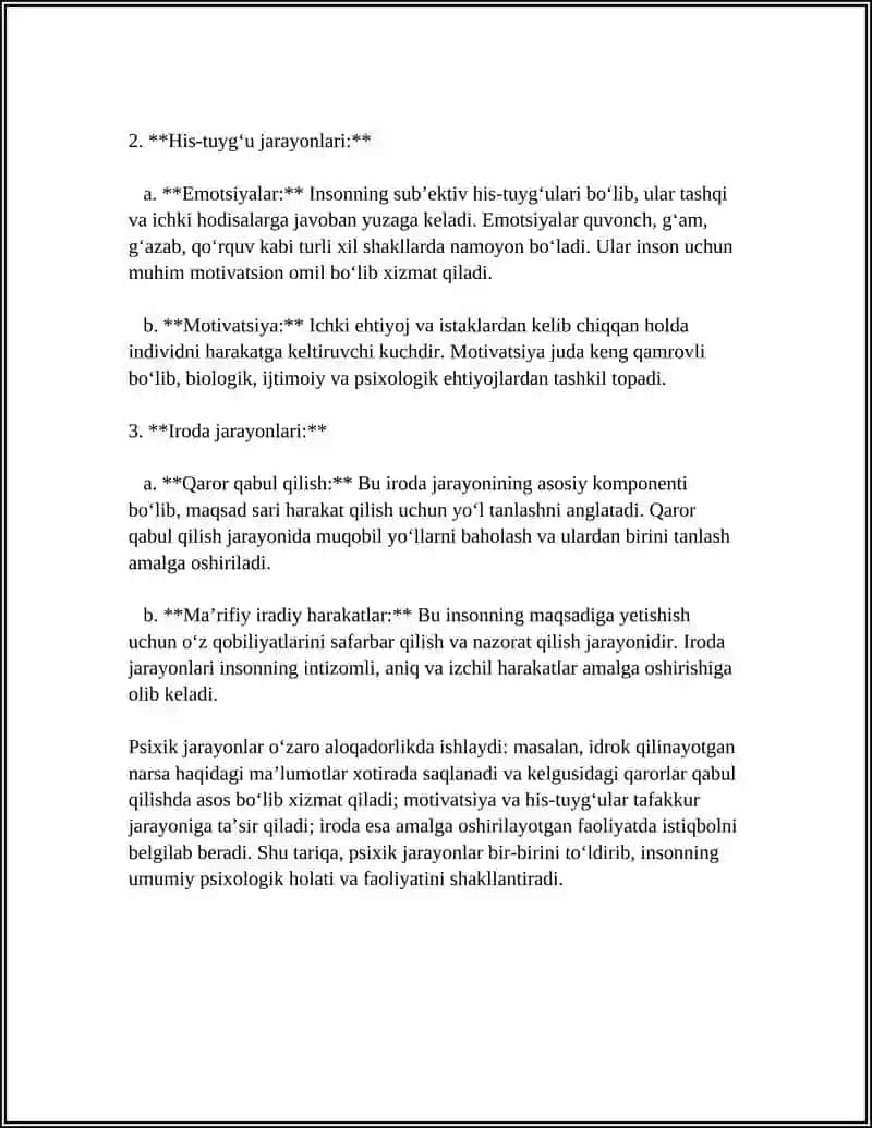 PSIXIK JARAYONLAR VS ULARNING OʻZARO ALOQADORLIGI MAVZUSIDA SLAYD YARATISH 4