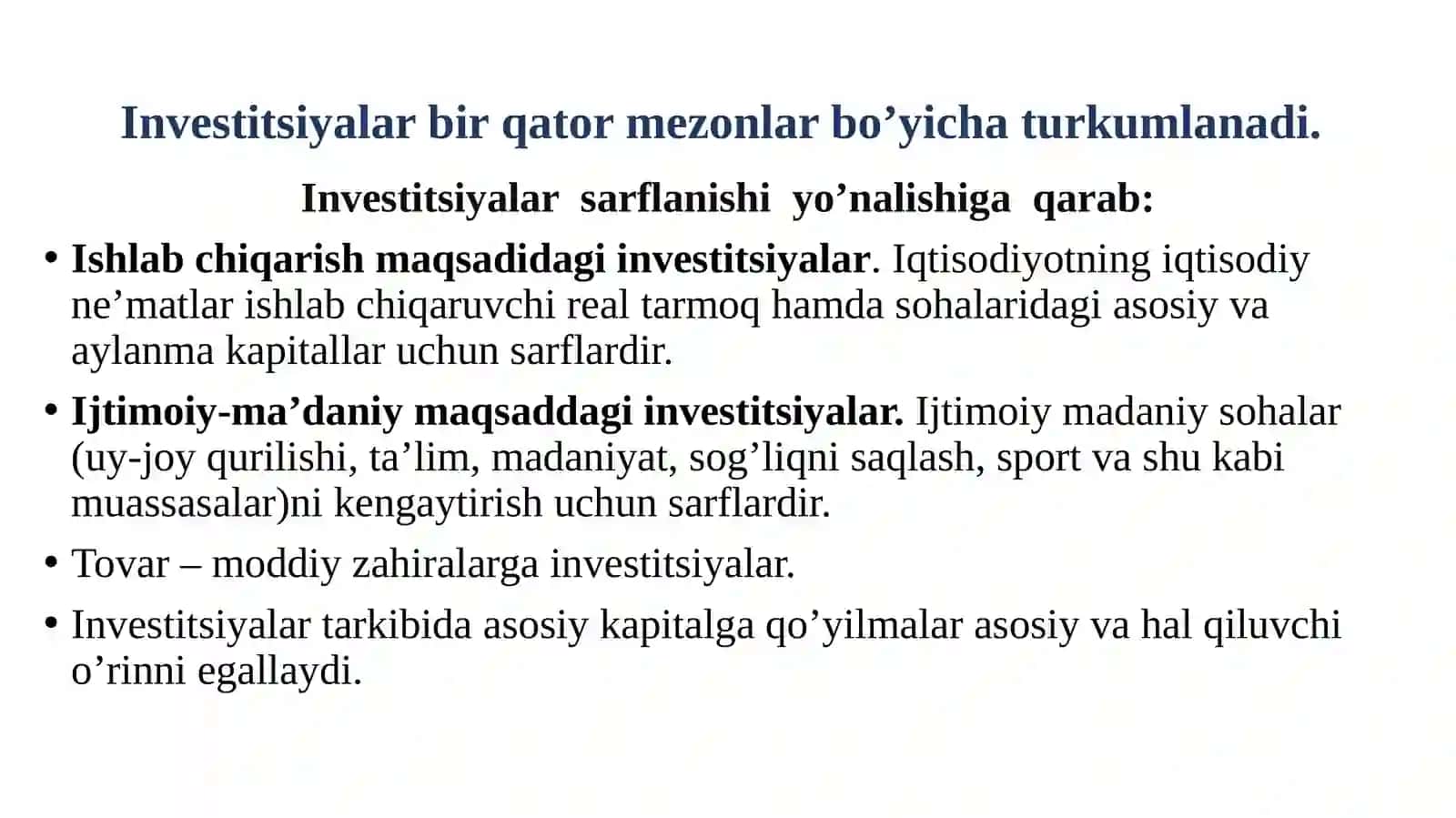 Investitsiyalar va tadbirkorlik faoliyatini moliyalashtirish 4