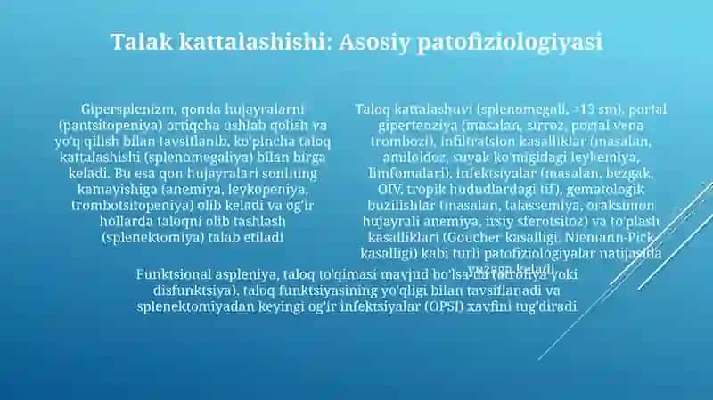 Talak kattalashishi va gipersplenizm bilan kechadigan kasalliklar 4